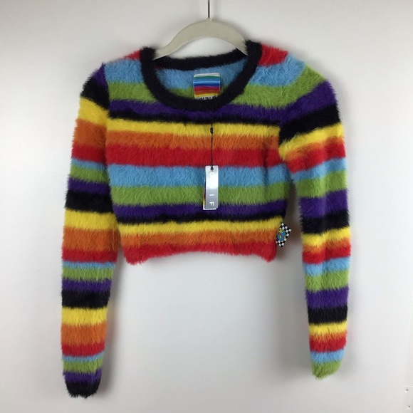 UNIF Sweaters - UNIF | NWT Cid Cropped Rainbow Fuzzy Sweater